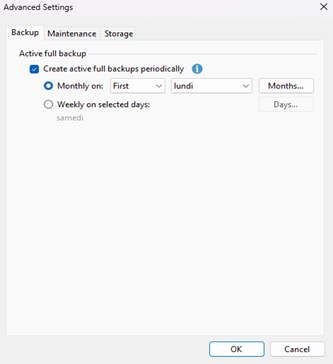 Sauvegarde complète planifiée